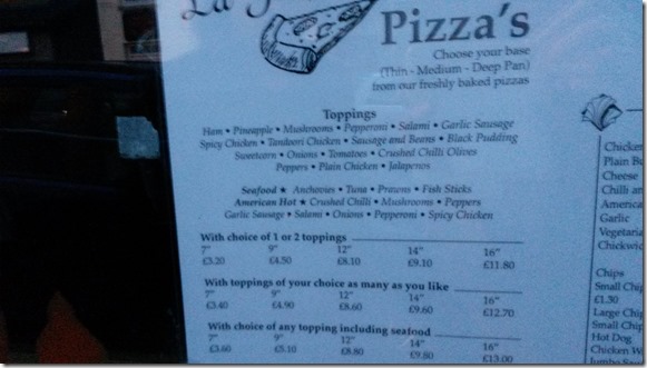 Pizzeria Holyhead Prices